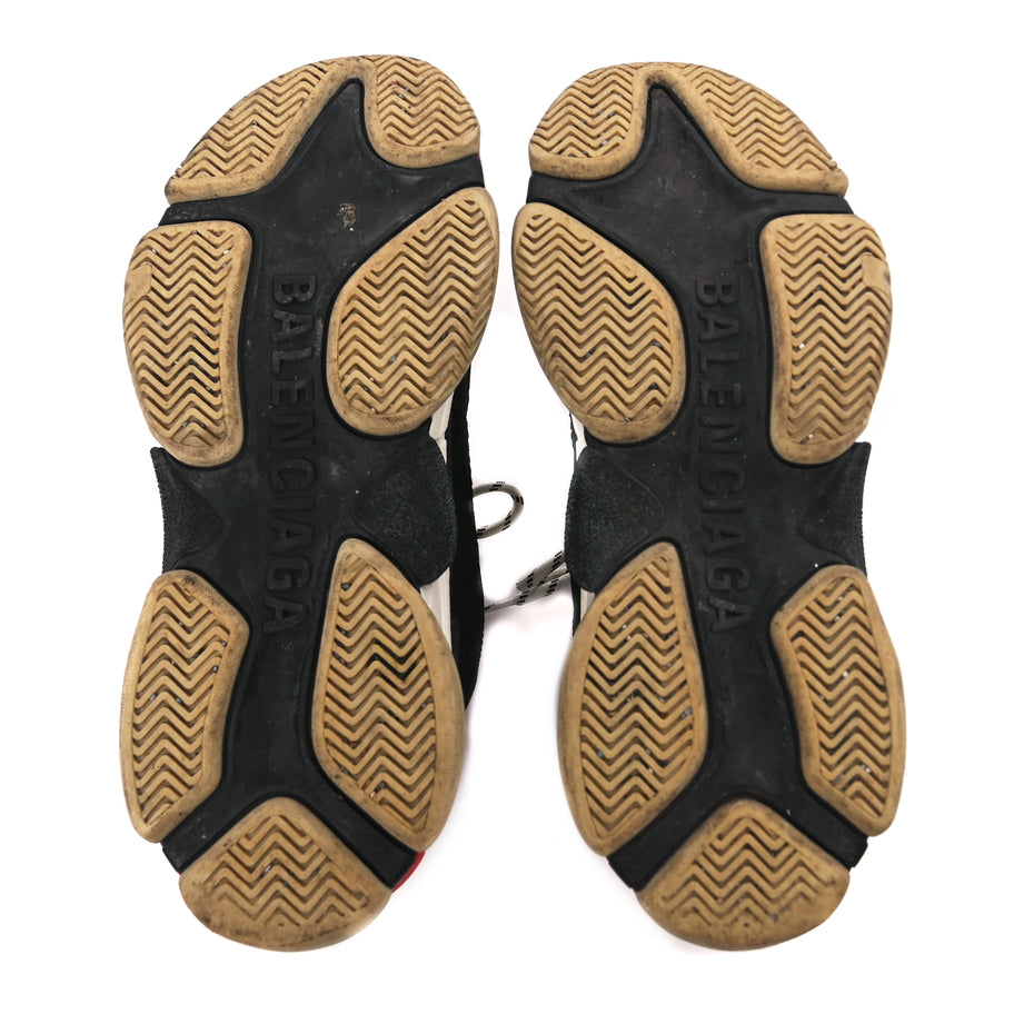 Balenciaga Fabric Mesh Washed Effect Mens Triple S Sneakers 43 Black Red Image 7