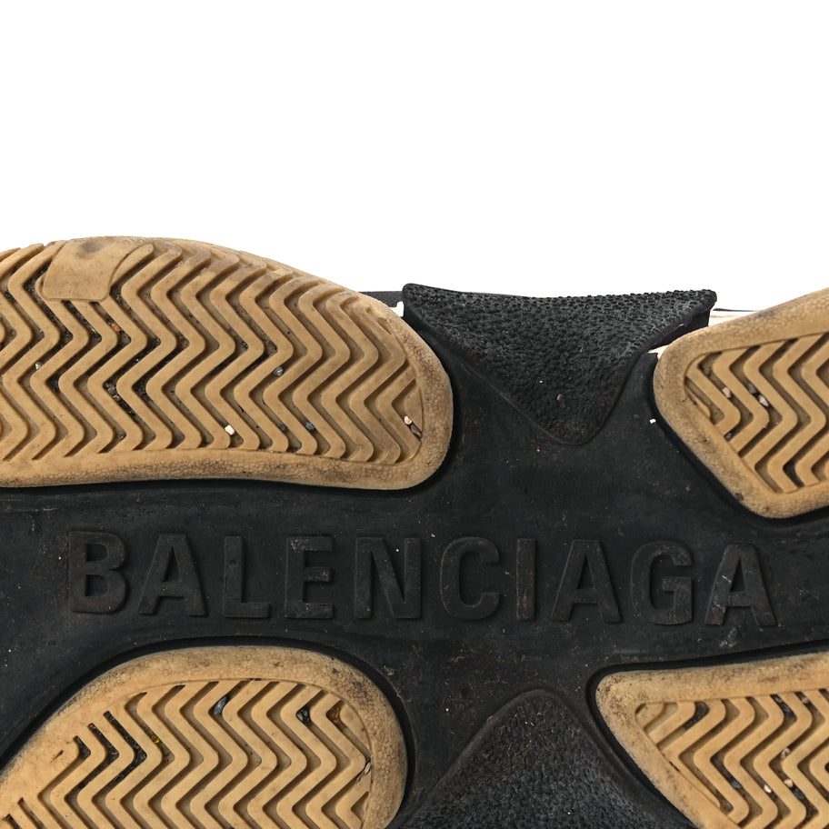 Balenciaga Fabric Mesh Washed Effect Mens Triple S Sneakers 43 Black Red Image 8