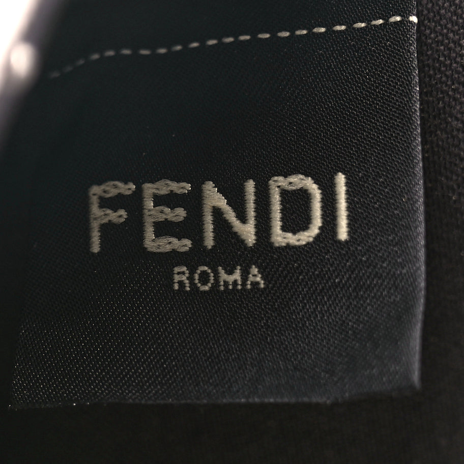 Fendi Canvas Vitello King FF Embroidered Medium Peekaboo X-Tote White Rice Black Image 5