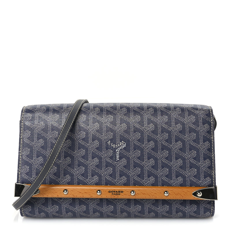  Goyard Goyardine Monte Carlo Bois Clutch With Strap Gray