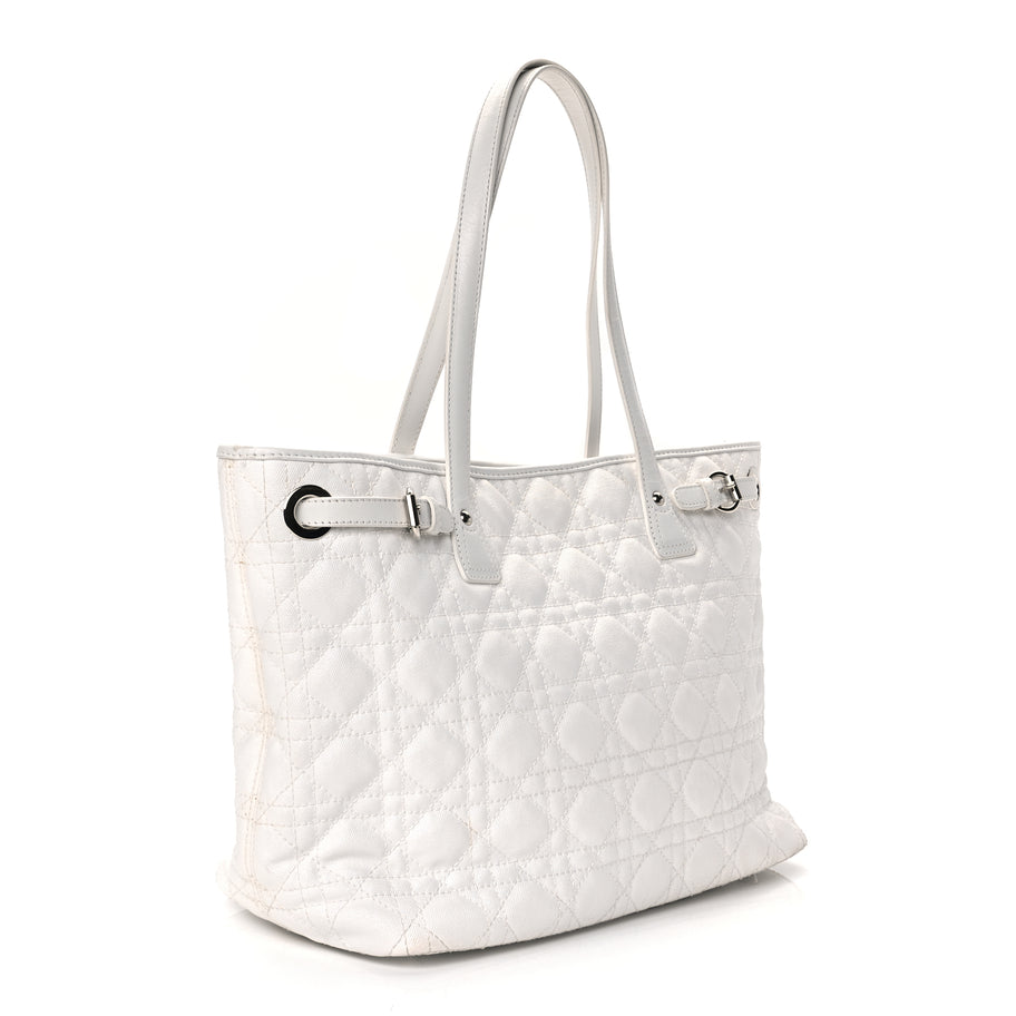 Christian Dior Coated Canvas Cannage Small Panarea Tote White Image 2