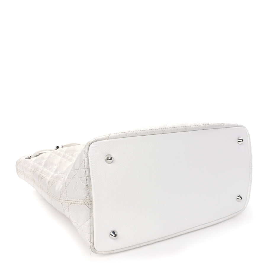 Christian Dior Coated Canvas Cannage Small Panarea Tote White Image 3