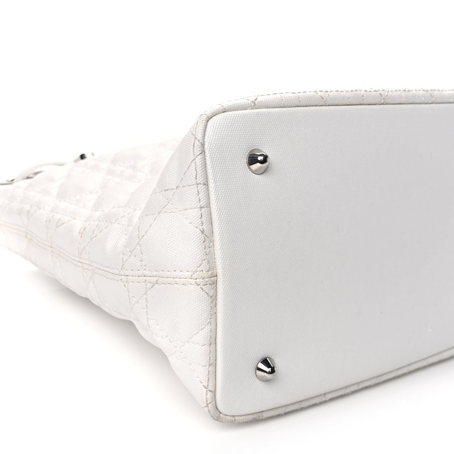 Christian Dior Coated Canvas Cannage Small Panarea Tote White Image 6