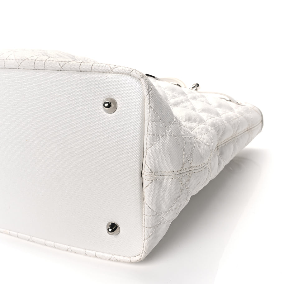 Christian Dior Coated Canvas Cannage Small Panarea Tote White Image 7