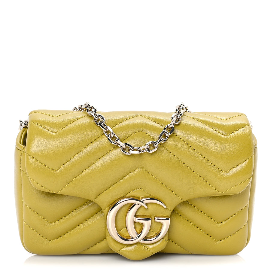 Gucci Lambskin Matelasse Mini GG Marmont Shoulder Bag  Yellow Image 1