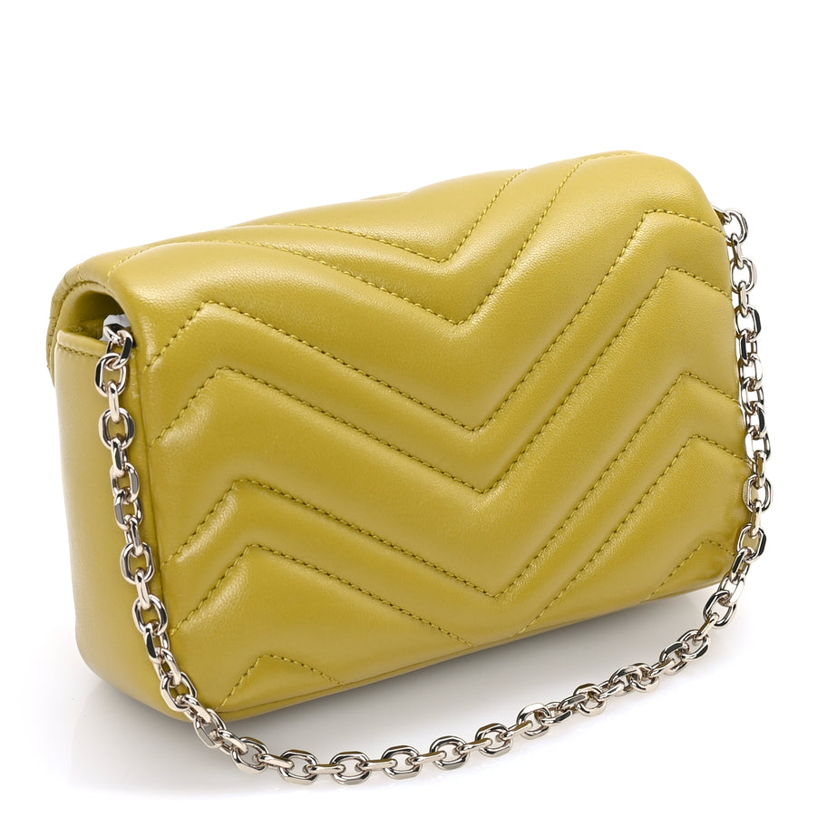 Gucci Lambskin Matelasse Mini GG Marmont Shoulder Bag  Yellow Image 2