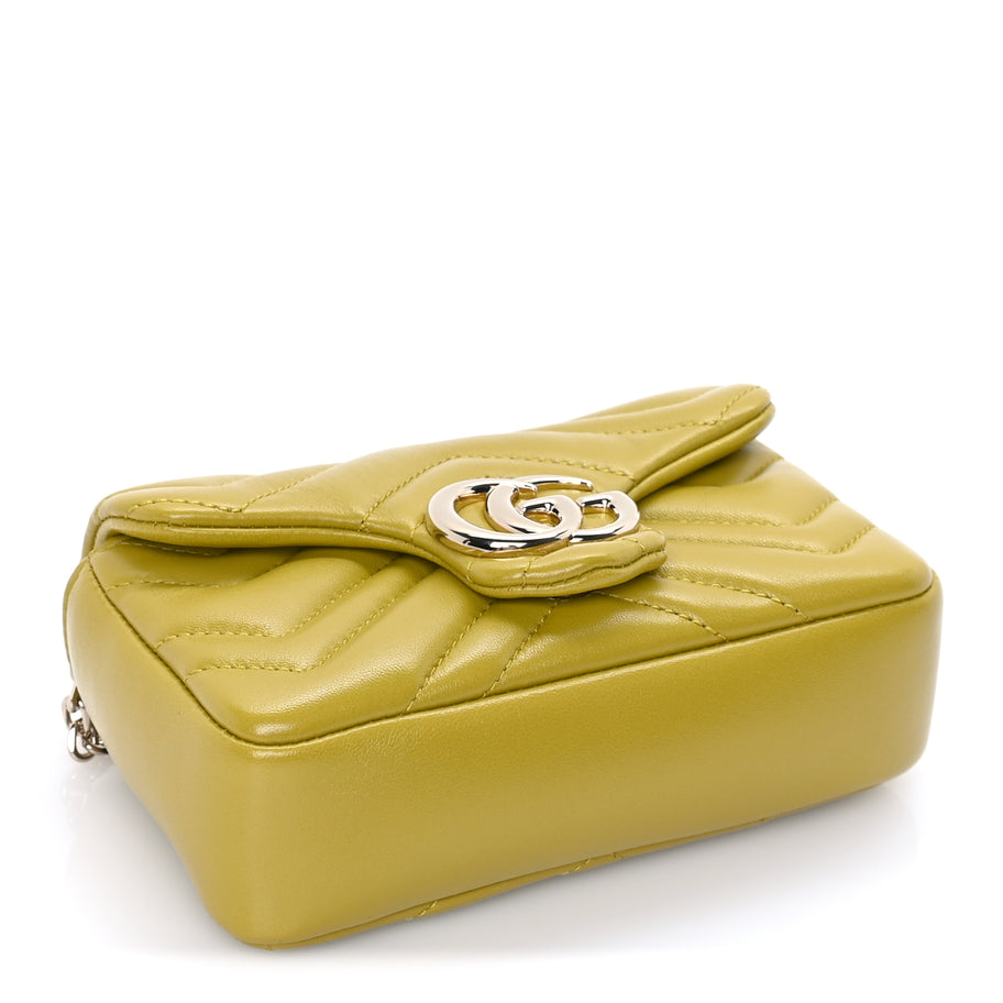 Gucci Lambskin Matelasse Mini GG Marmont Shoulder Bag  Yellow Image 3