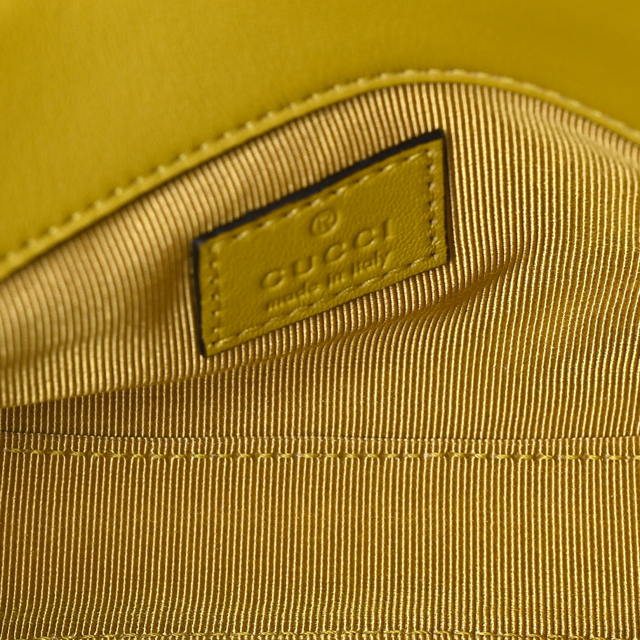 Gucci Lambskin Matelasse Mini GG Marmont Shoulder Bag  Yellow Image 4