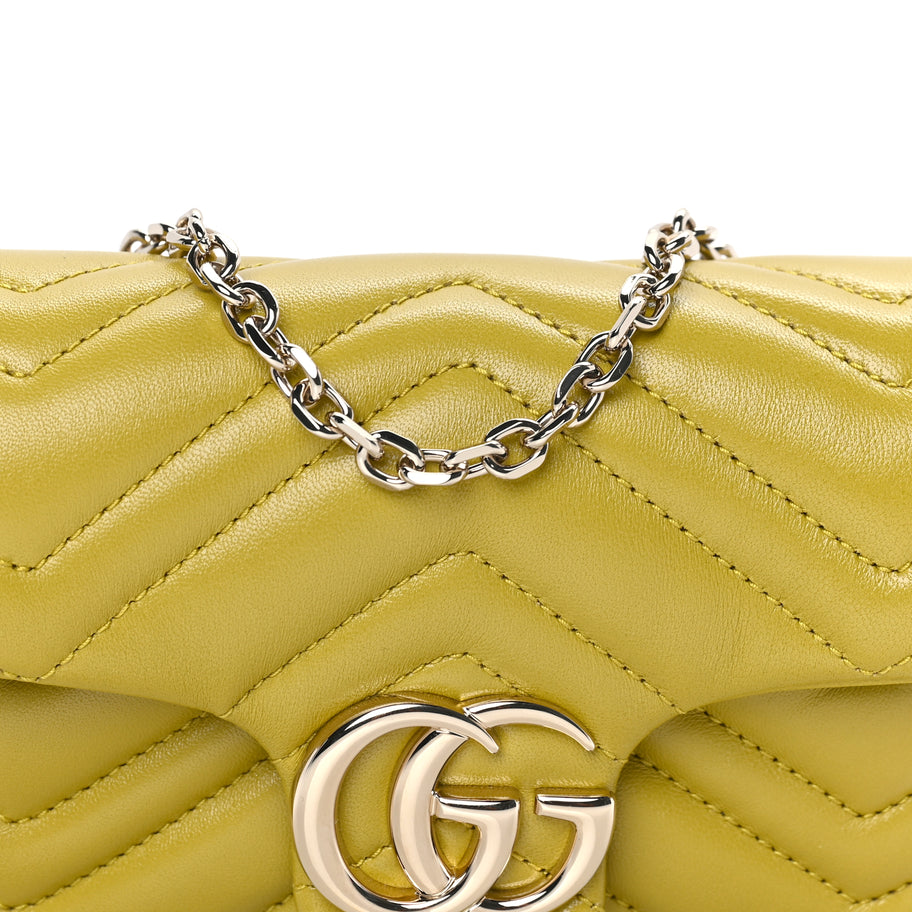 Gucci Lambskin Matelasse Mini GG Marmont Shoulder Bag  Yellow Image 6