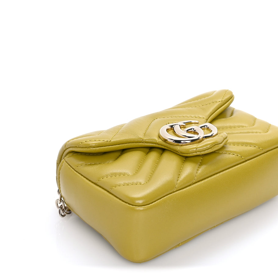Gucci Lambskin Matelasse Mini GG Marmont Shoulder Bag  Yellow Image 7