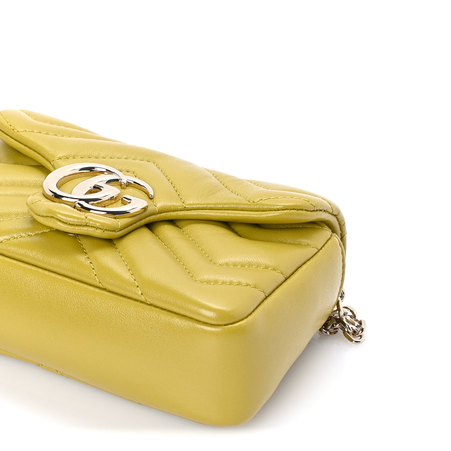 Gucci Lambskin Matelasse Mini GG Marmont Shoulder Bag  Yellow Image 8