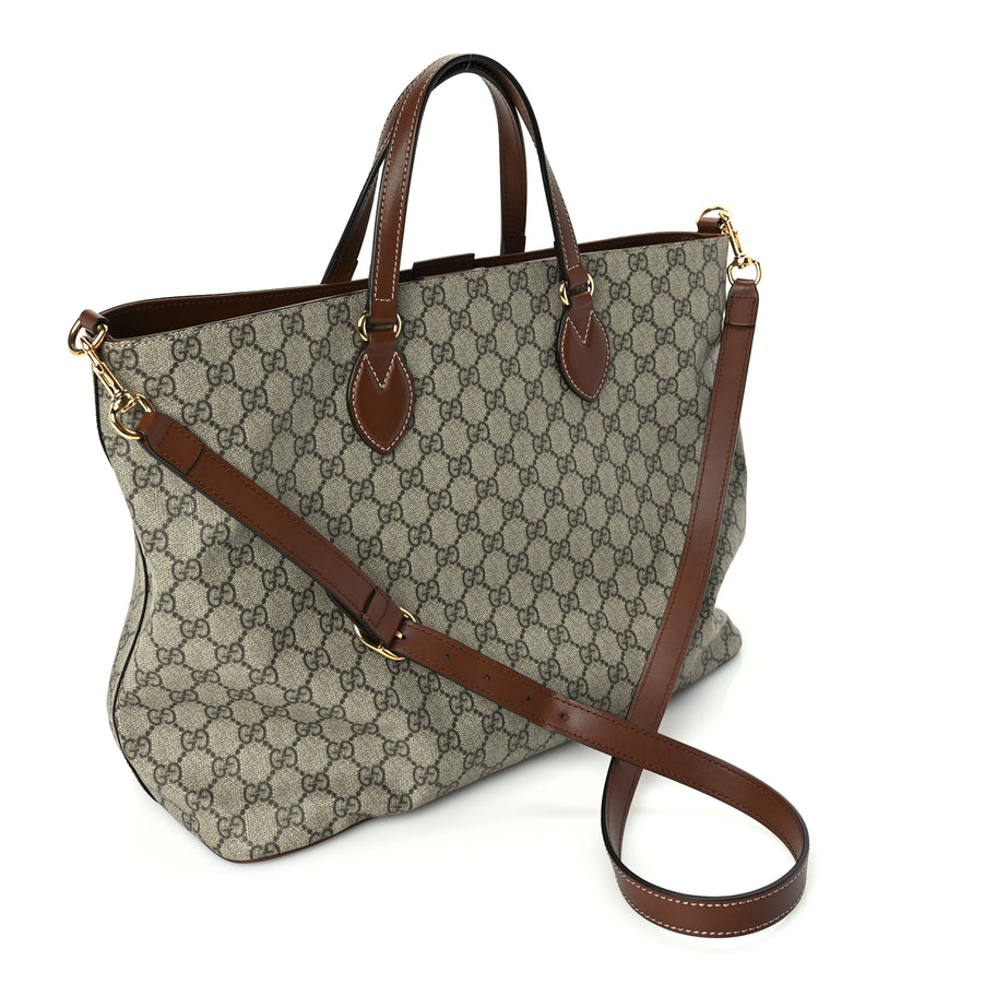 Gucci Soft GG Supreme Monogram Medium Crossbody Tote Beige Cuir Image 2