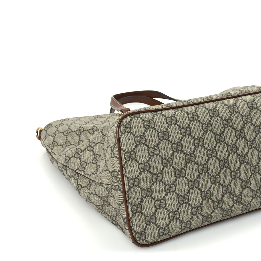 Gucci Soft GG Supreme Monogram Medium Crossbody Tote Beige Cuir Image 8