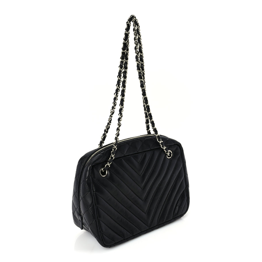 Chanel Lambskin Chevron Quilted Camera Case Black Image 2