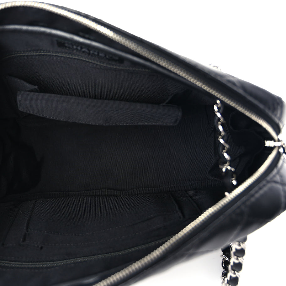 Chanel Lambskin Chevron Quilted Camera Case Black Image 4