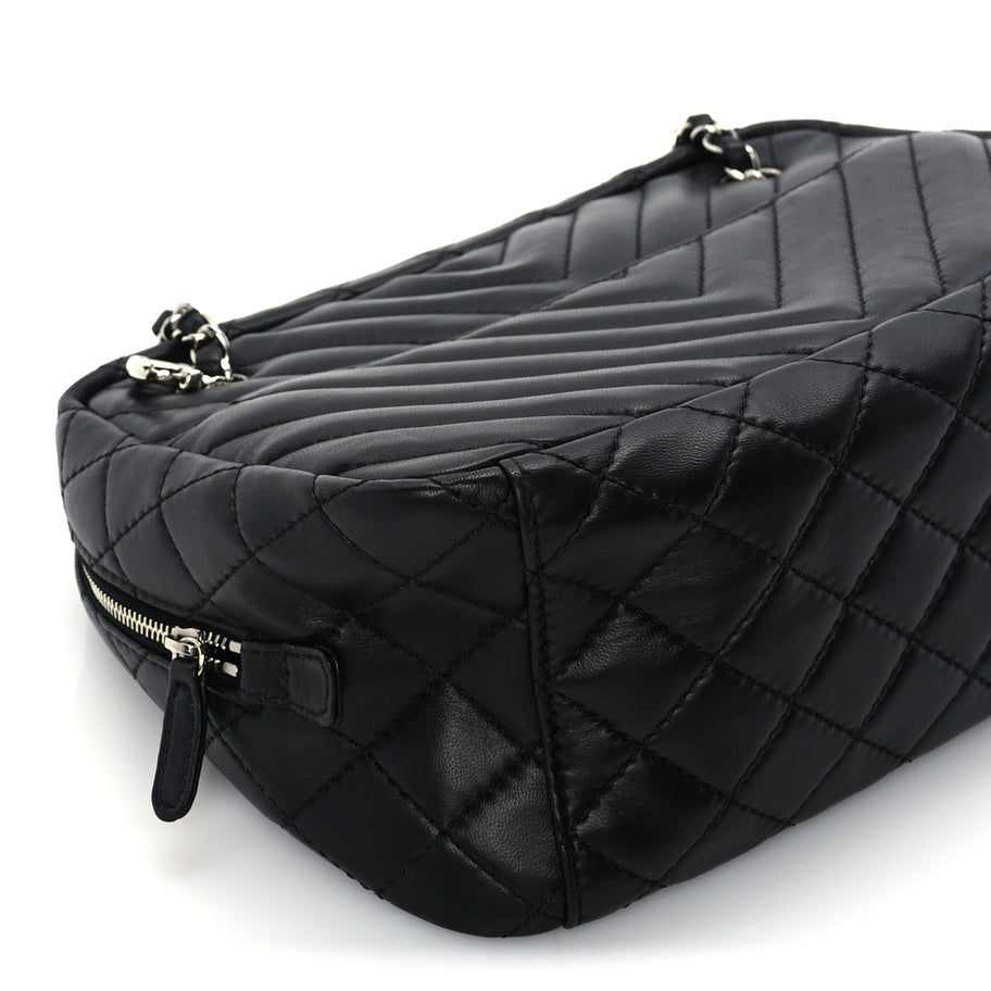 Chanel Lambskin Chevron Quilted Camera Case Black Image 8