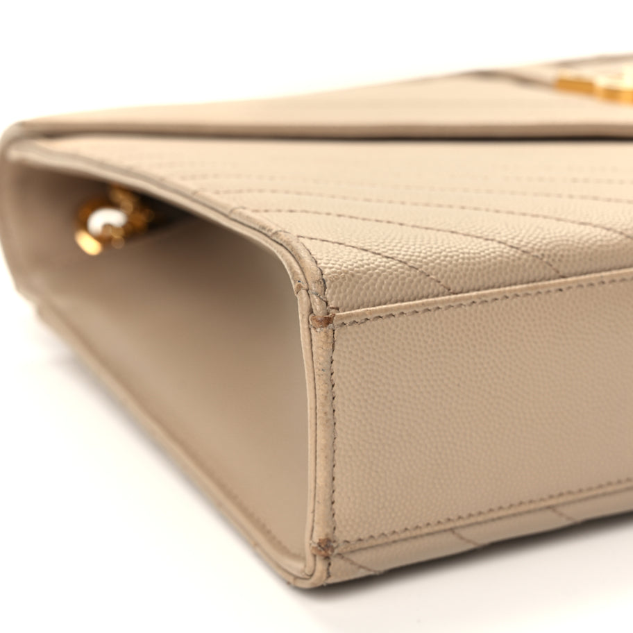 Saint Laurent Grain De Poudre Matelasse Chevron Large Monogram Satchel Dark Beige Image 8