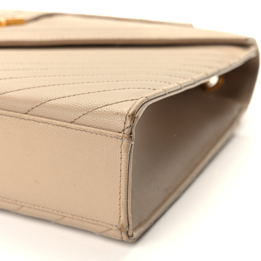 Saint Laurent Grain De Poudre Matelasse Chevron Large Monogram Satchel Dark Beige Image 9