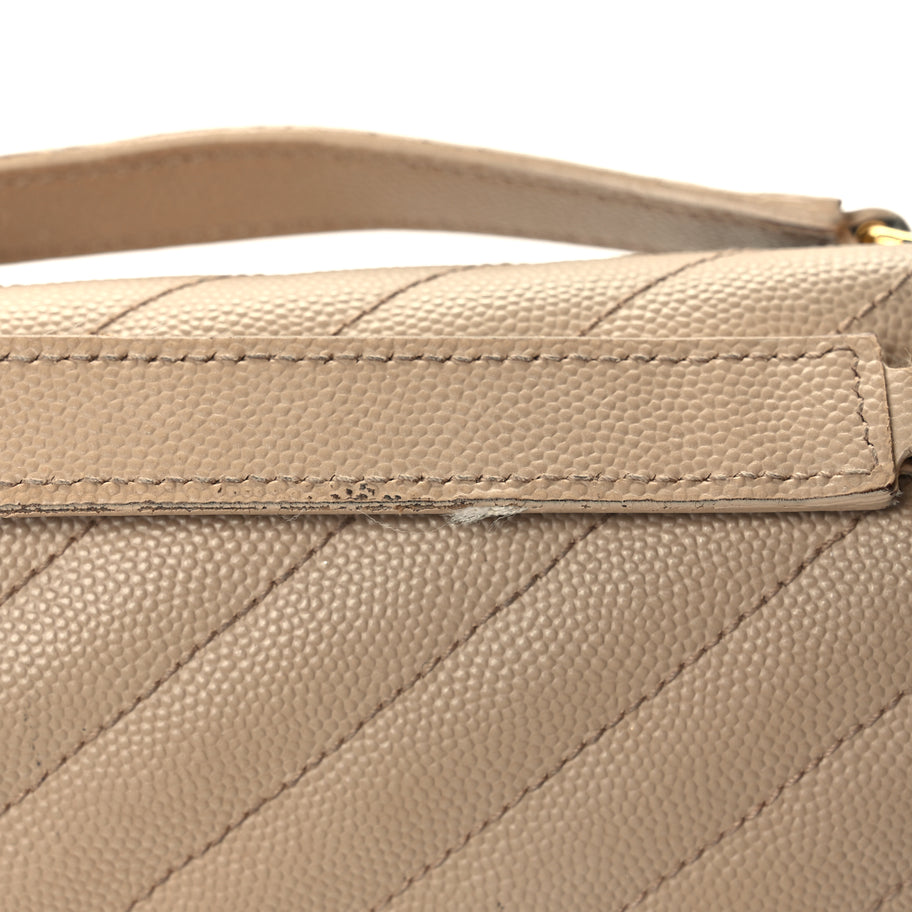 Saint Laurent Grain De Poudre Matelasse Chevron Large Monogram Satchel Dark Beige Image 11