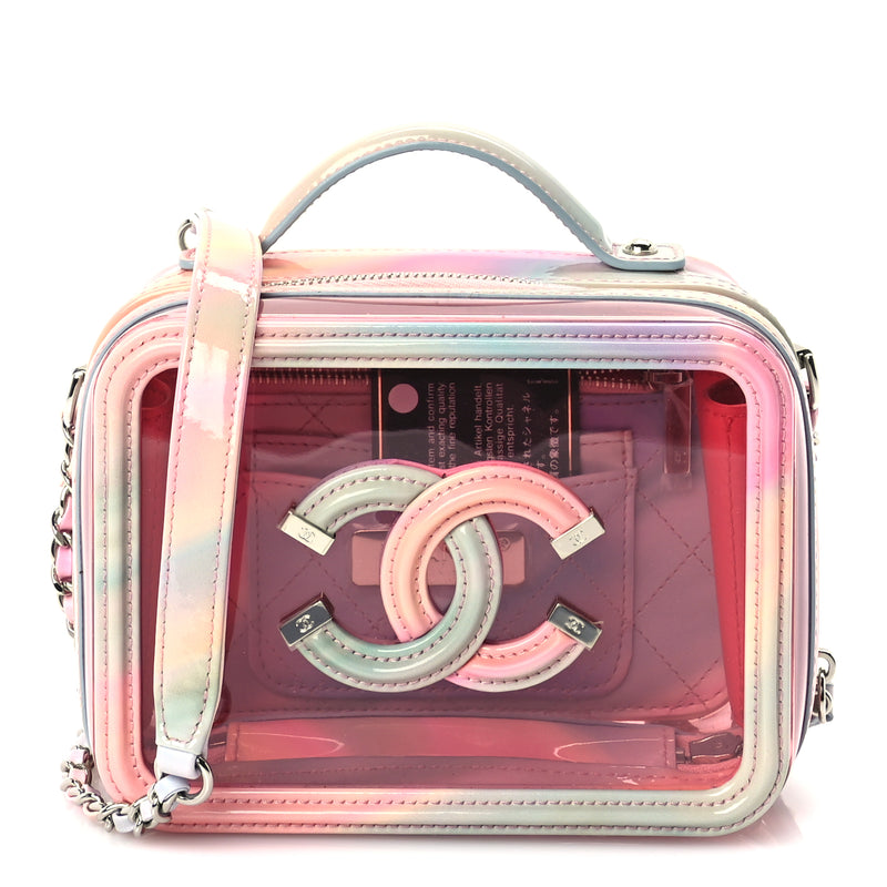  Chanel PVC Lambskin Filigree Small CC Filigree Vanity Case Pink Multicolor