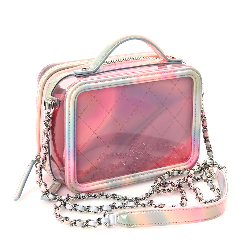  Chanel PVC Lambskin Filigree Small CC Filigree Vanity Case Pink Multicolor
