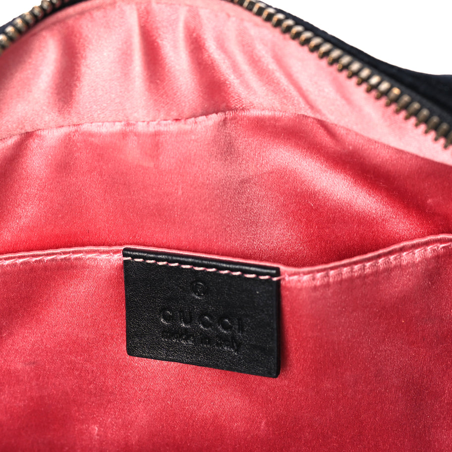 Gucci Velvet Matelasse Small GG Marmont Chain Shoulder Bag Black Image 5