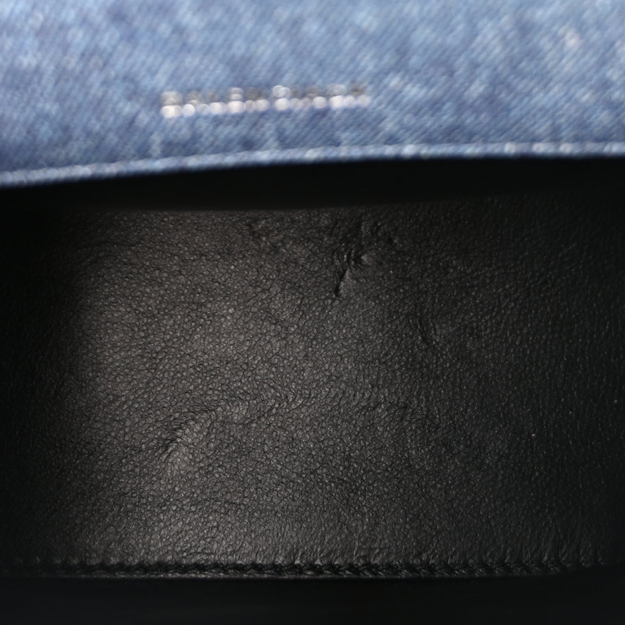 Balenciaga Nappa Denim Printed Hourglass Top Handle Bag XS Denim Blue Image 4