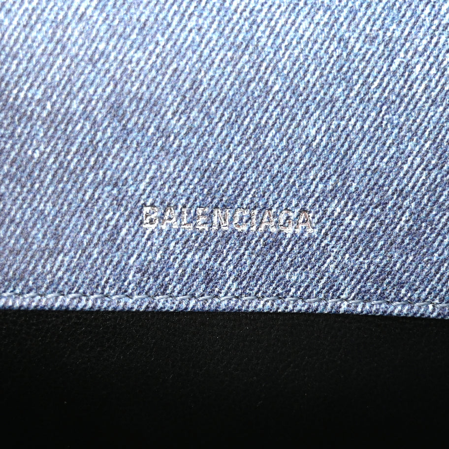 Balenciaga Nappa Denim Printed Hourglass Top Handle Bag XS Denim Blue Image 5