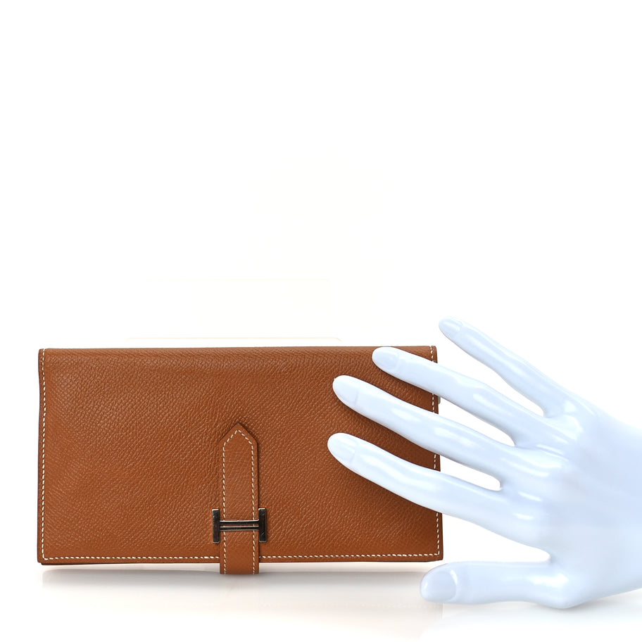 Hermes Epsom Bearn Gusset Wallet  Gold Image 4