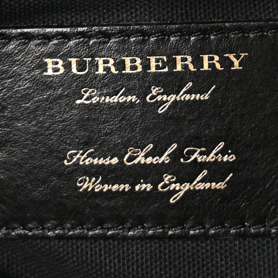 Burberry Derby Calfskin House Check Small Banner Tote  Black Image 5