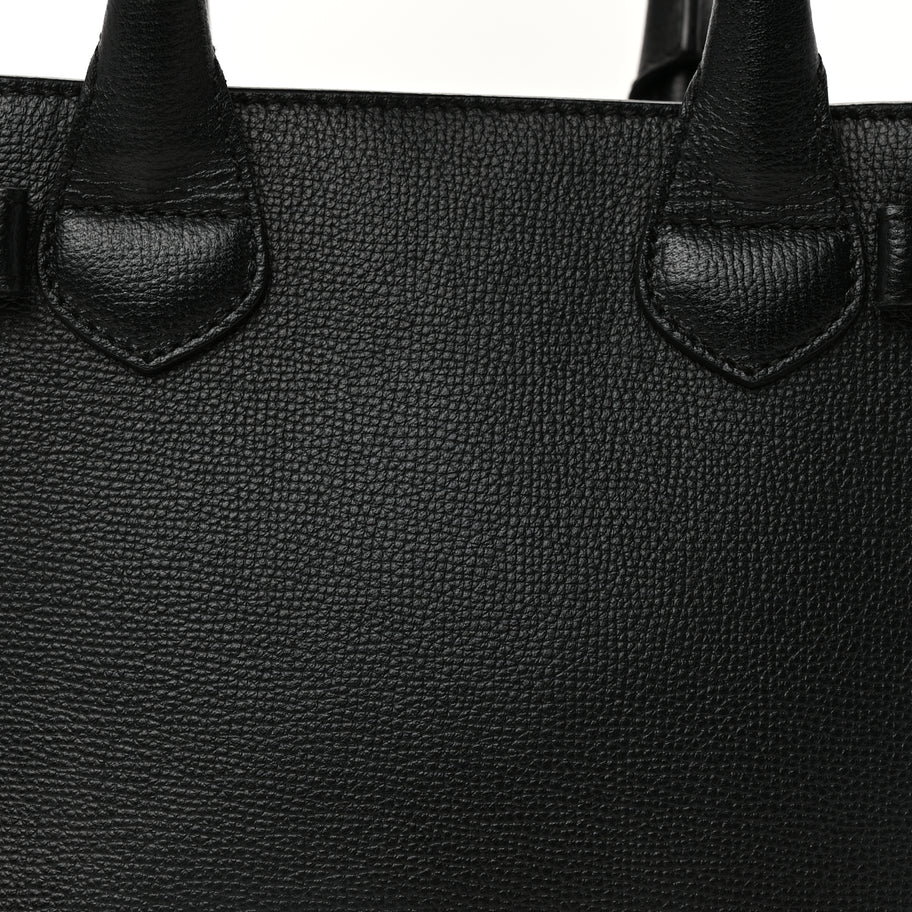 Burberry Derby Calfskin House Check Small Banner Tote  Black Image 6