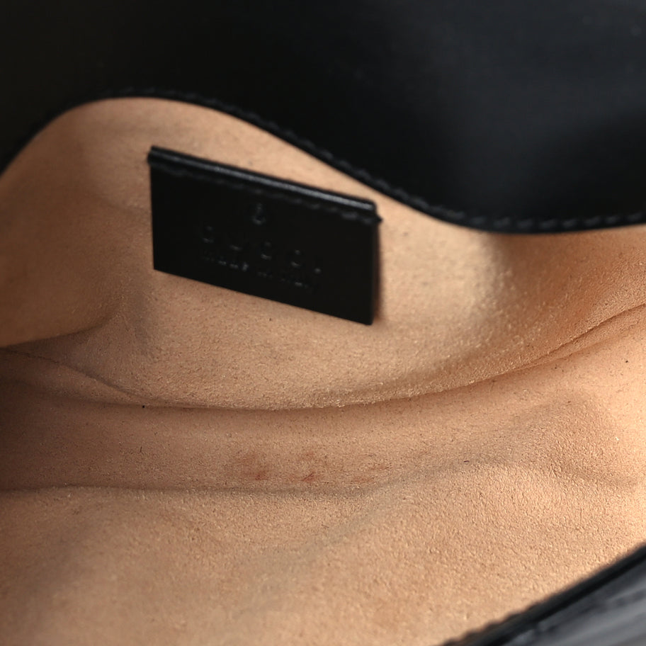 Gucci Calfskin Matelasse Super Mini GG Marmont Shoulder Bag Black Image 4