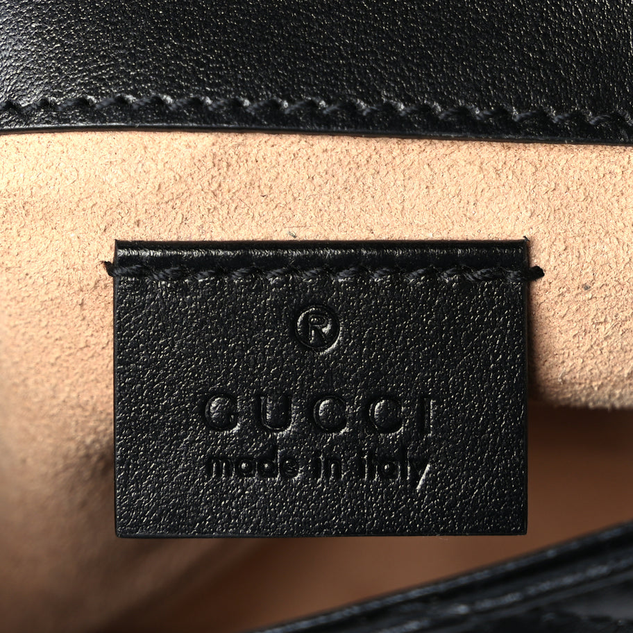Gucci Calfskin Matelasse Super Mini GG Marmont Shoulder Bag Black Image 5