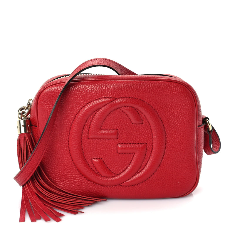  Gucci Pebbled Calfskin Small Soho Disco Bag  Vibrant Red