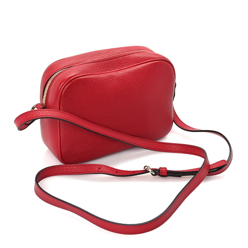  Gucci Pebbled Calfskin Small Soho Disco Bag  Vibrant Red