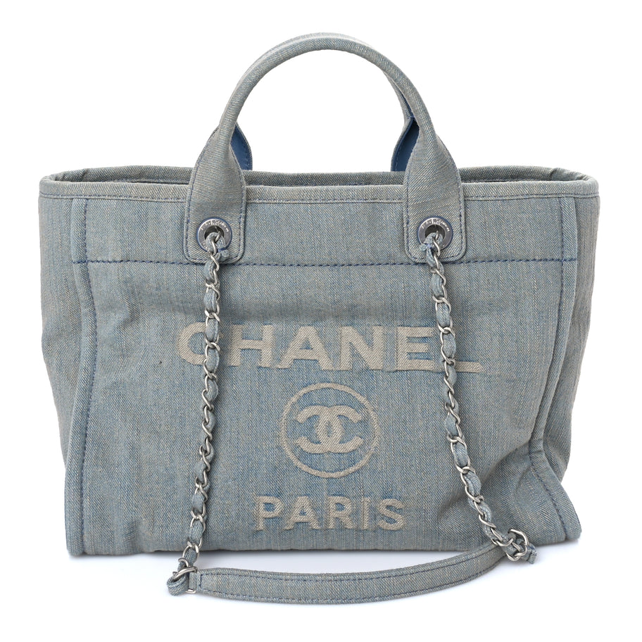 Chanel Denim Small Deauville Tote Light Blue Image 2