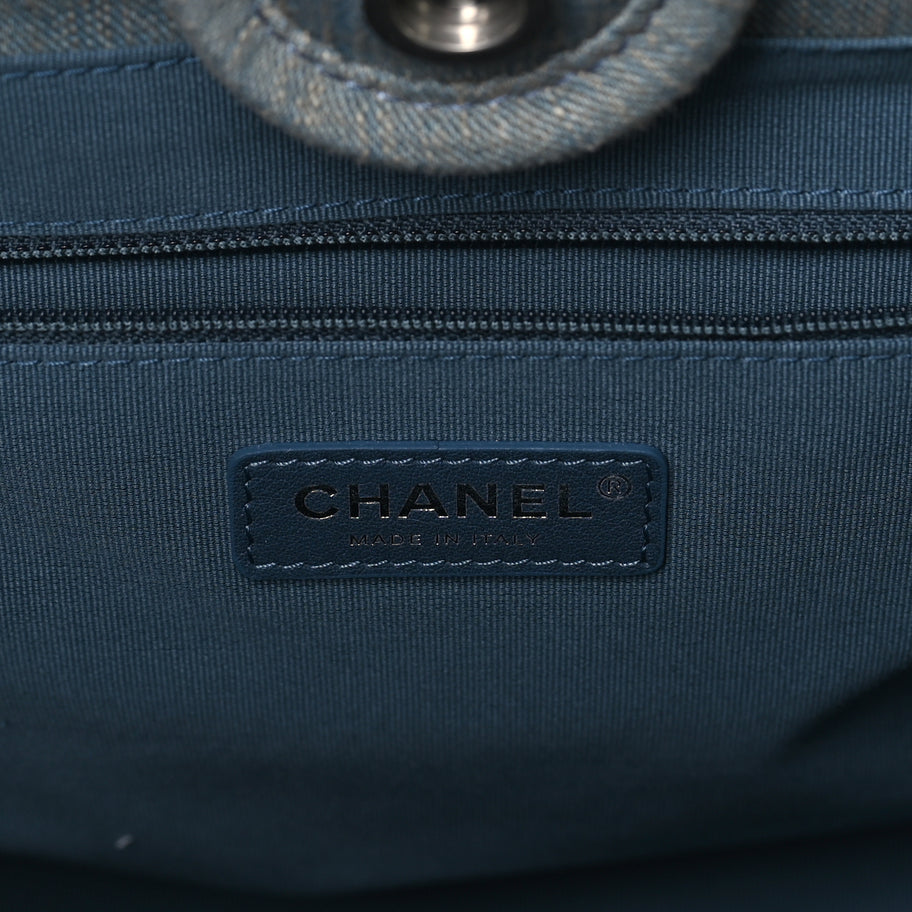 Chanel Denim Small Deauville Tote Light Blue Image 6