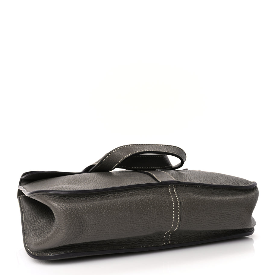 Hermes Taurillon Clemence Halzan 31 GM Etoupe Image 3