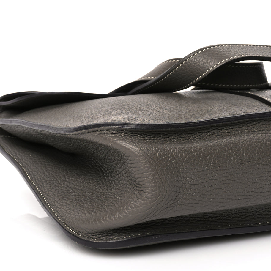 Hermes Taurillon Clemence Halzan 31 GM Etoupe Image 8