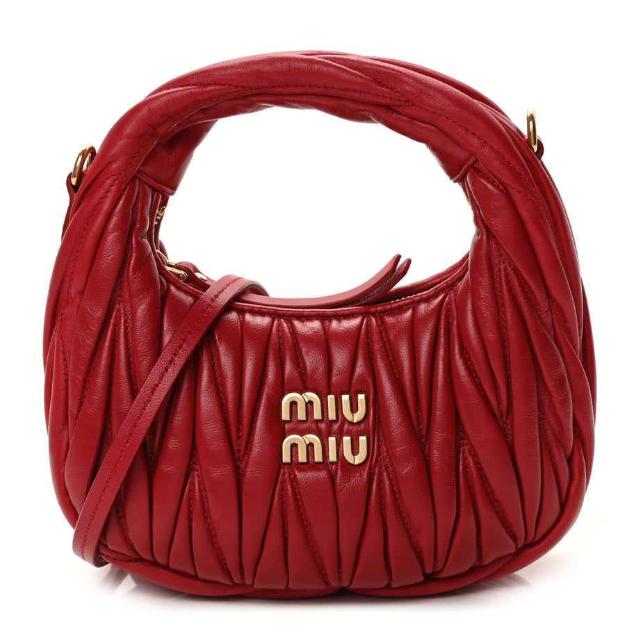 Miu Miu Nappa Matelasse Mini Wander Hobo Fuoco Fuoco Image 1