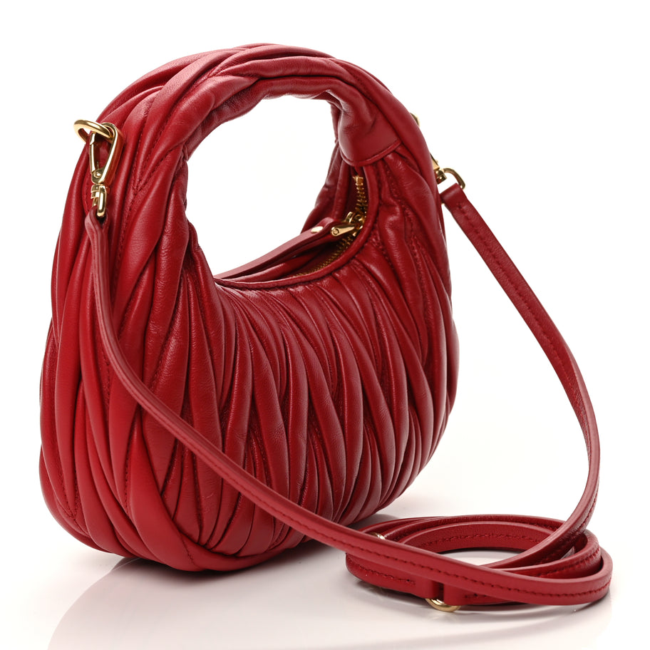 Miu Miu Nappa Matelasse Mini Wander Hobo Fuoco Fuoco Image 2