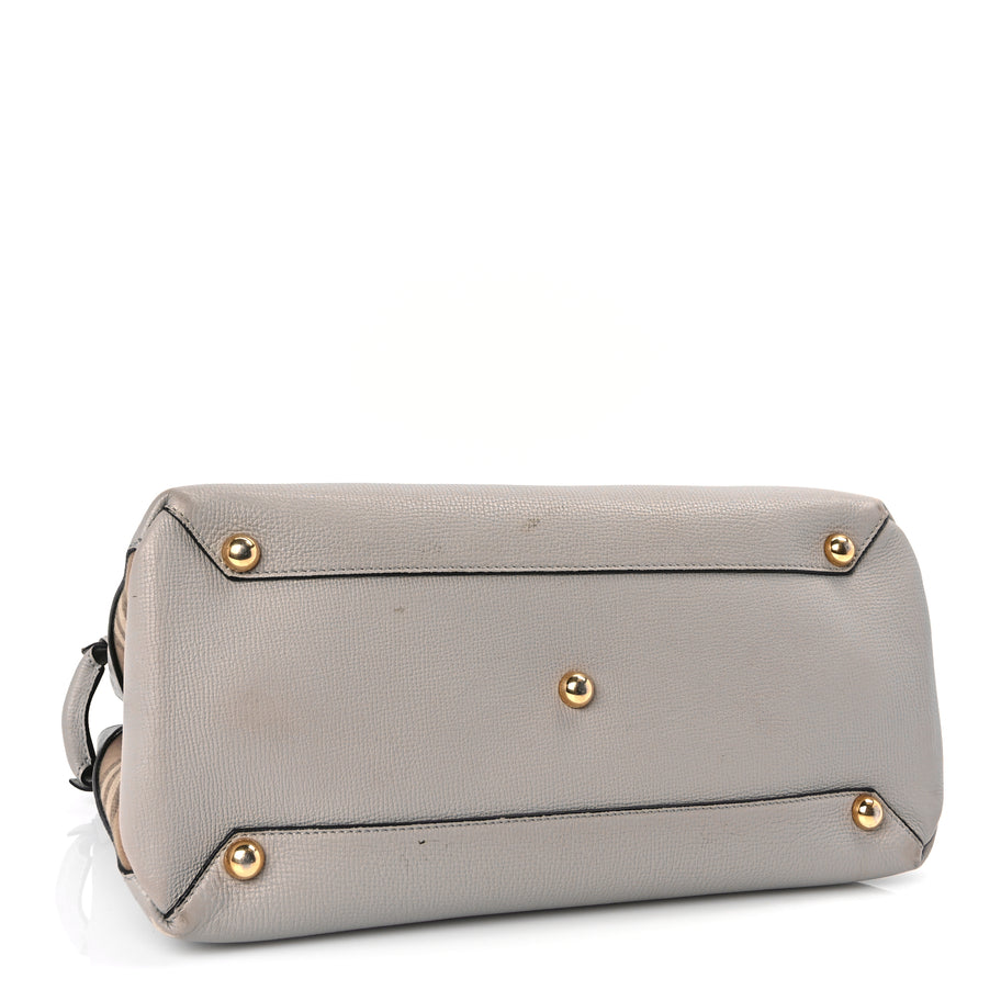 Burberry Derby Calfskin House Check Medium Banner Tote  Pale Grey Image 3