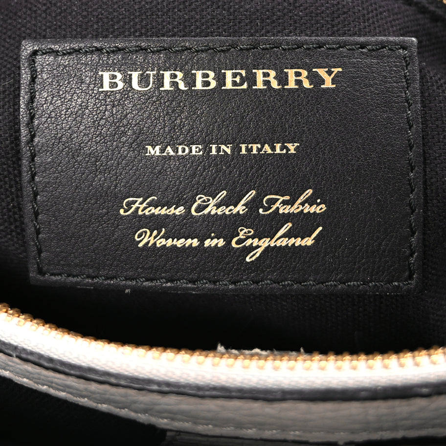 Burberry Derby Calfskin House Check Medium Banner Tote  Pale Grey Image 5