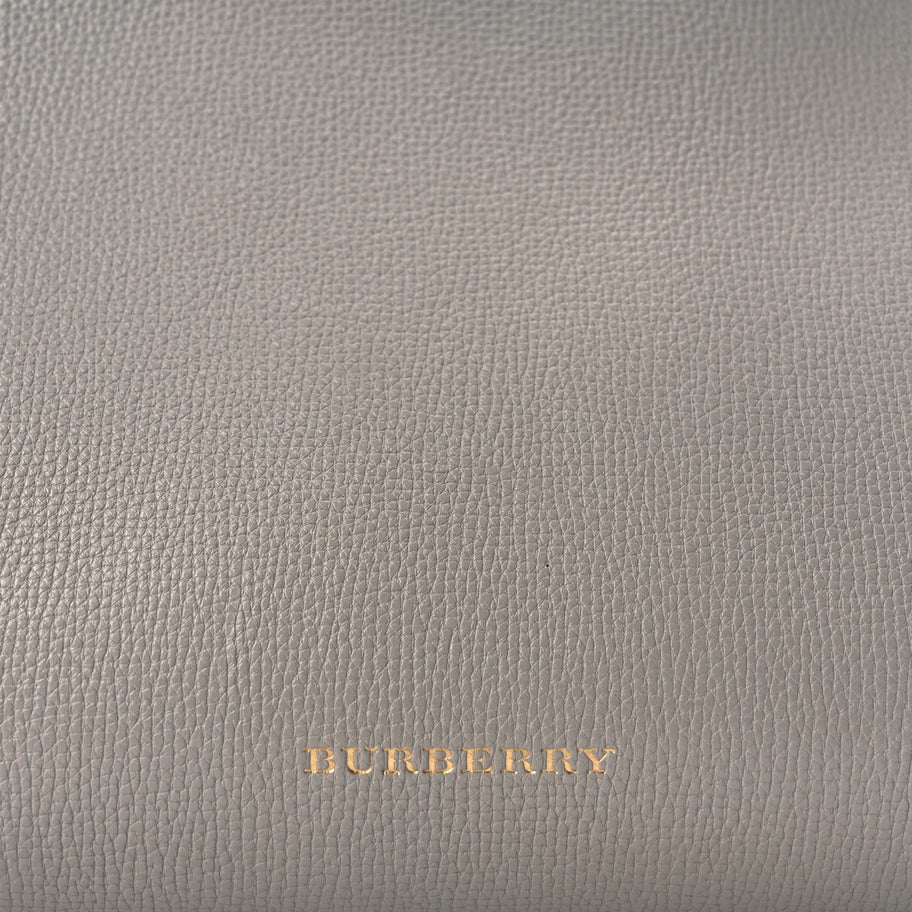 Burberry Derby Calfskin House Check Medium Banner Tote  Pale Grey Image 6