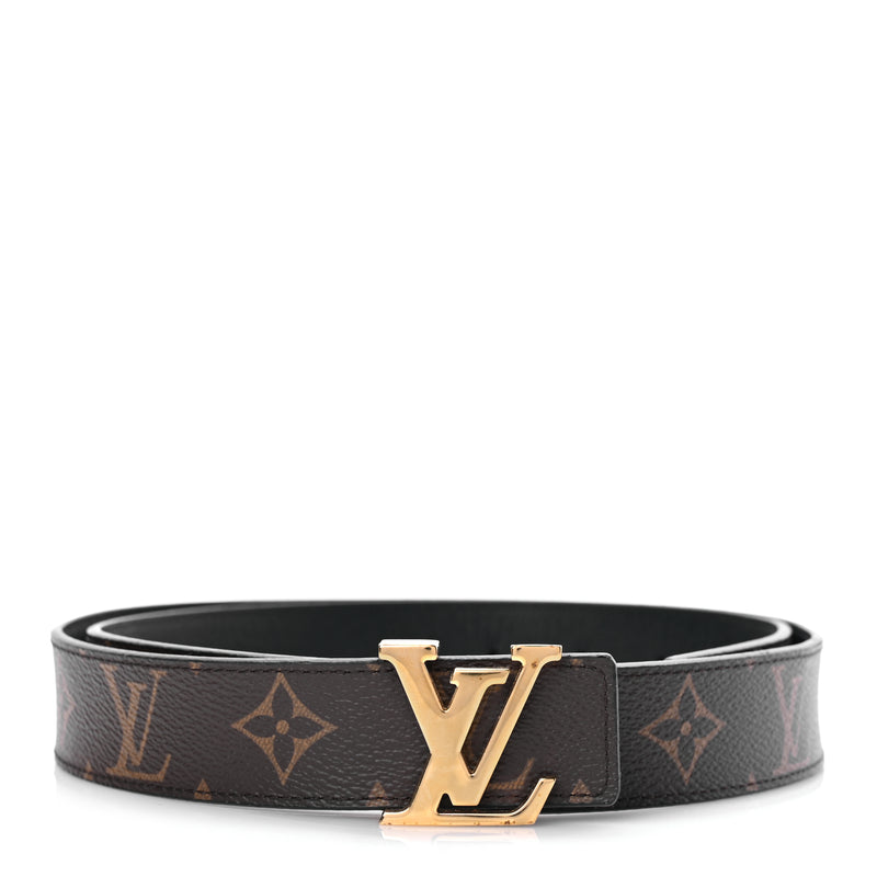  Louis Vuitton Calfskin Monogram 30mm LV Initiales Reversible Belt 90 36 Black