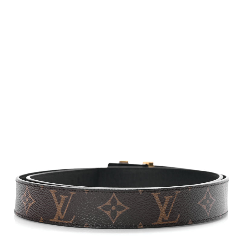  Louis Vuitton Calfskin Monogram 30mm LV Initiales Reversible Belt 90 36 Black
