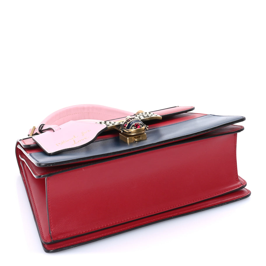 Gucci Calfskin Sylvie Web Small Queen Margaret Top Handle Bag  Blue Agata Hibiscus Red Mystic White Sugar Pink Image 3