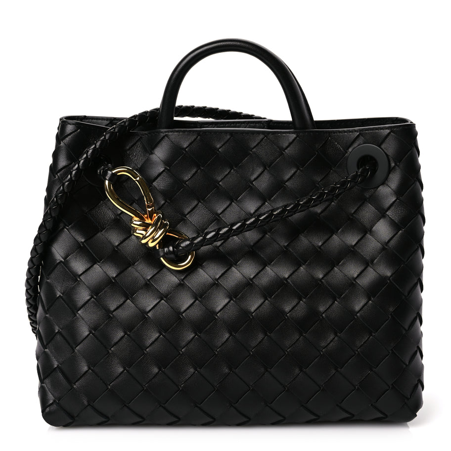 Bottega Veneta Nappa Intrecciato Small Andiamo Shoulder Bag Black Image 1