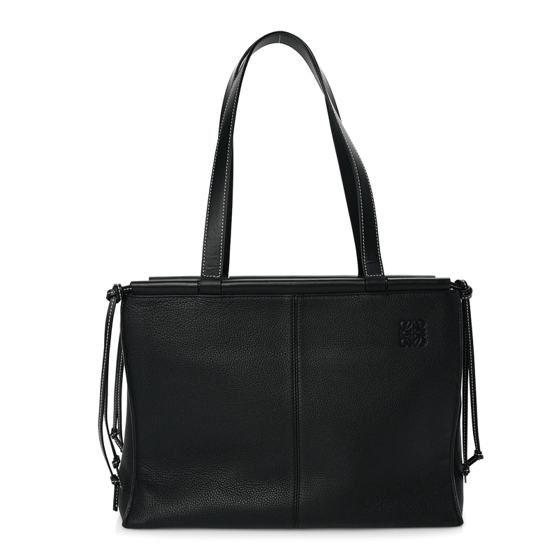  Loewe Grained Calfskin Small Cushion Tote Black