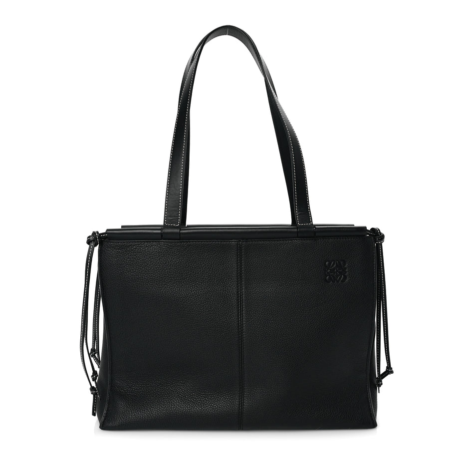 Loewe Grained Calfskin Small Cushion Tote Black Image 1